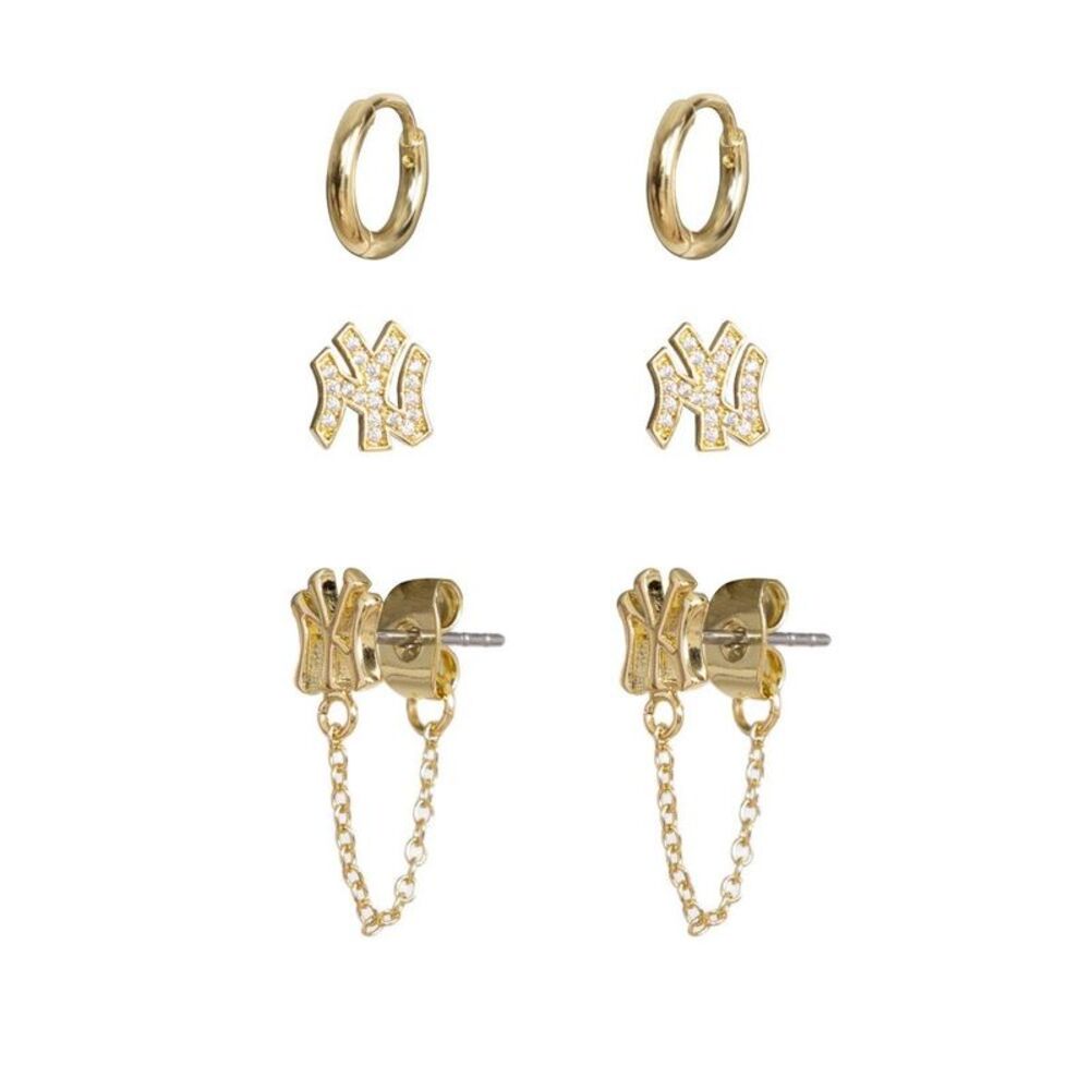 Bijoux Sport by Luv Aj MLB Logo Chain Link Earring Set "New York Yankees" - Gold